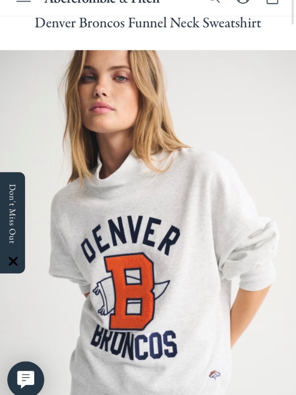 Abercrombie & Fitch NFL Denver Broncos Funnel Neck Sweatshirt